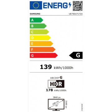 Samsung Smart Τηλεόραση 75" 4K UHD LED UE75DU7172UXXH HDR (2024)